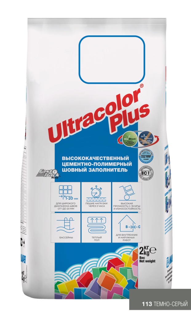 MAPEI mapei ultracolor plus №113 темно-серая 2 кг затирка для швов