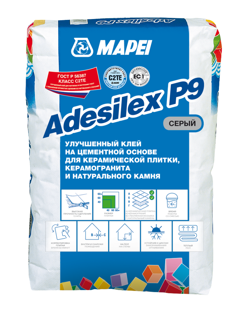 MAPEI adesilex p9 grey высококачественный клей на цементной основе, серый (25 кг) 