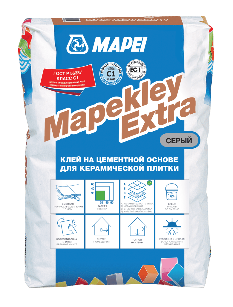 MAPEI mapekley extra клей на цементной основе для керамической плитки 25 кг