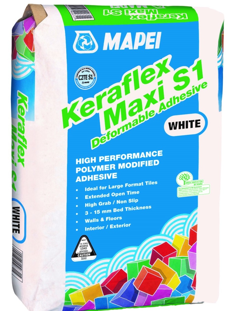 MAPEI keraflex maxi s1 эластичный клей на цементной основе белый 25 кг