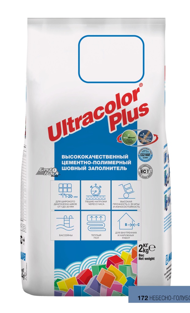 MAPEI mapei ultracolor plus №172 небесно-голубая 2 кг затирка для швов