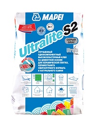 MAPEI ultralite s2 высокоэластичный однокомпонентный облегченный клей на цементной основе серый 15 кг