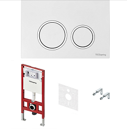 TECEspring tecespring комплект 4 в 1 застенный модуль,панель смыва с круглыми кнопками, белый глянцевый s955103