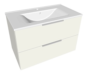 UNIQ 100CM 417 LATTE LUCIDO UNIQ 100CM 417 LATTE LUCIDO Тумба (2 ящика, 2 органайзера, коврики, ручки хром), раковина